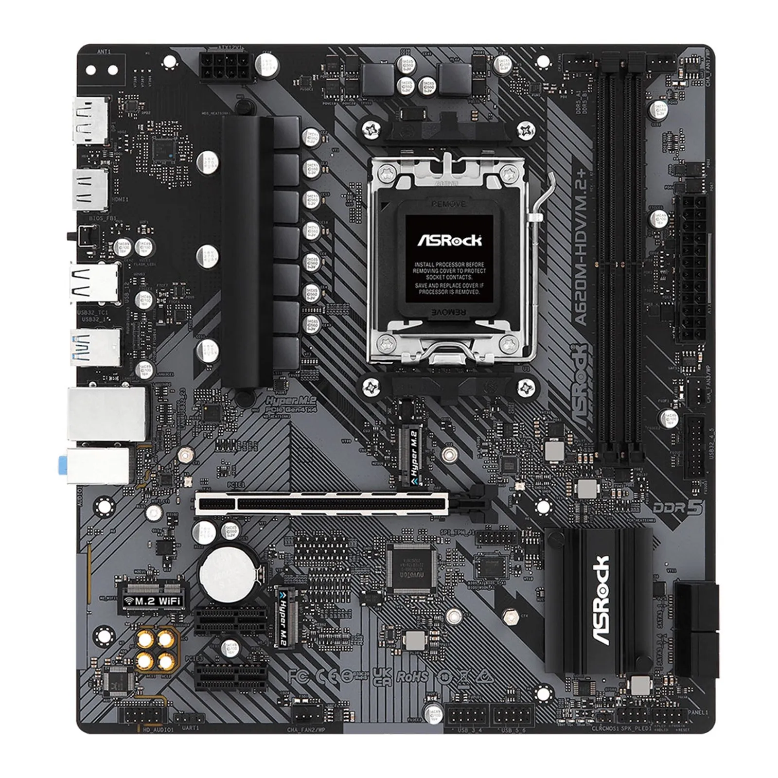 Asrock A620M-HDV/M.2, AMD A620, AM5, Micro ATX, 2 DDR5, HDMI, DP, GB LAN, PCIe4, 2x M.2