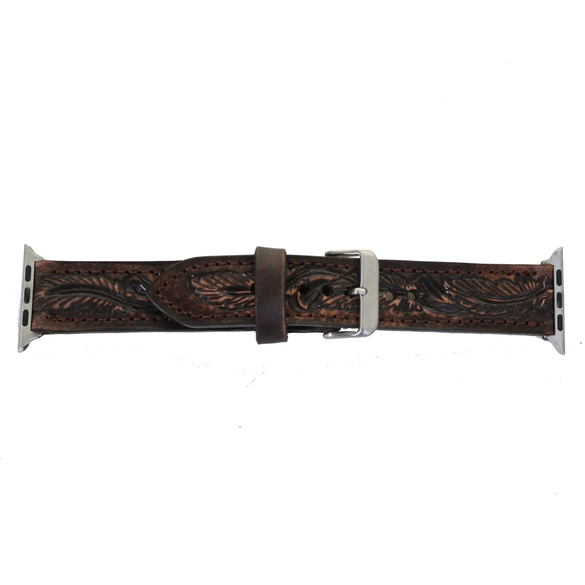 AWB18 - Brown Vintage Feather Tooled Apple Watch Band