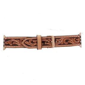 AWB19A - Natural Floral Tooled Rust Background Apple Watch Band