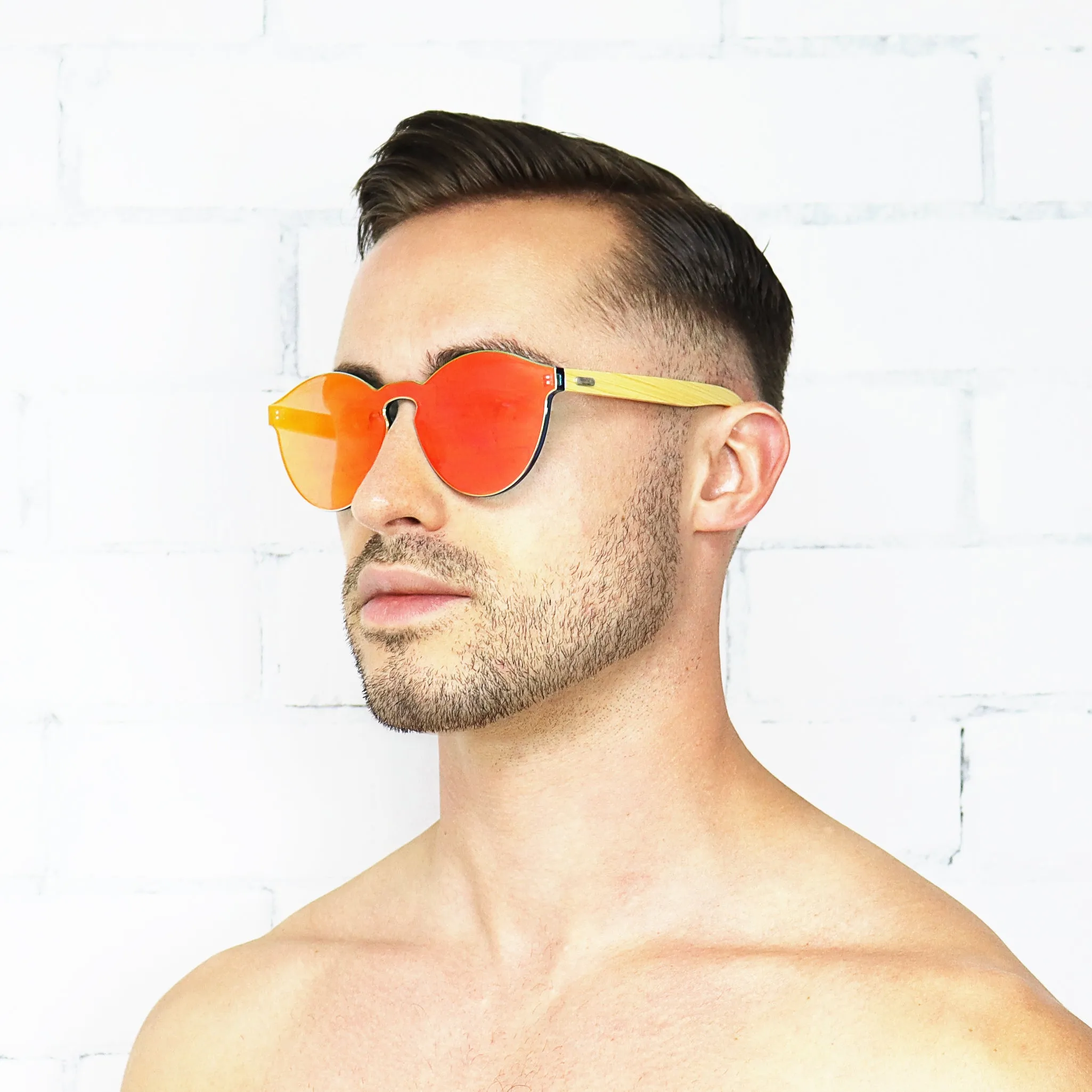 Bamboo Reflective Sunglasses - Orange