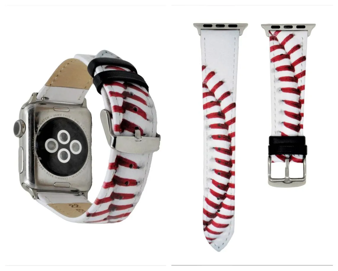 Baseball Leather Watch Band compatible with Series 1,2,3,4,5 and 6