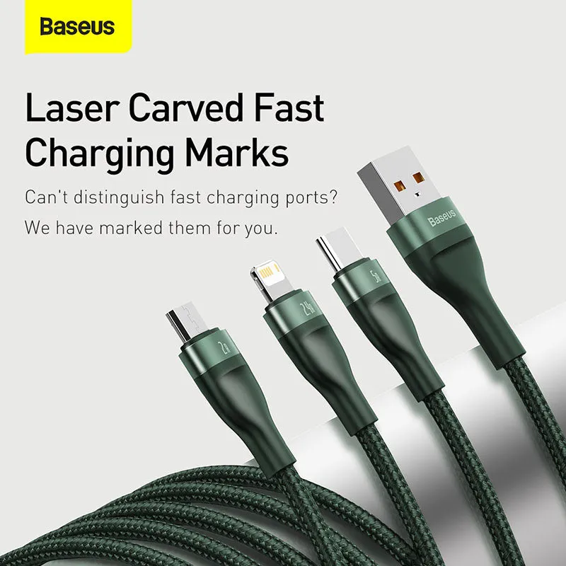 Baseus Flash Series One-for-Three Fast Charging Data Cable USB To M L C 1.2M (CA1T3-G1)