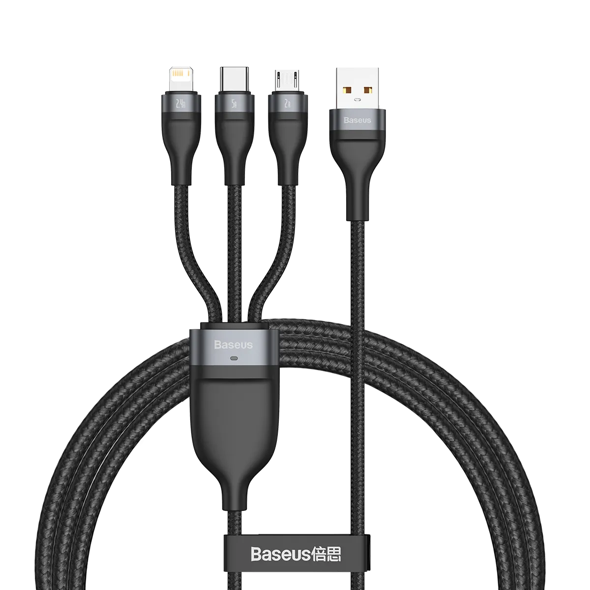 Baseus Flash Series One-for-Three Fast Charging Data Cable USB To M L C 1.2M (CA1T3-G1)