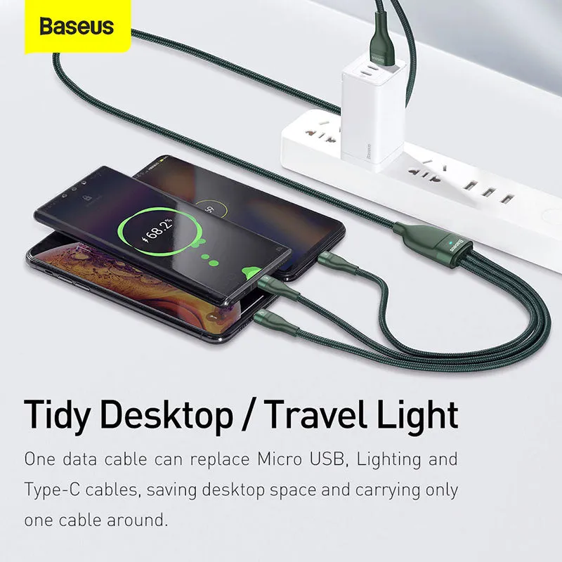 Baseus Flash Series One-for-Three Fast Charging Data Cable USB To M L C 1.2M (CA1T3-G1)