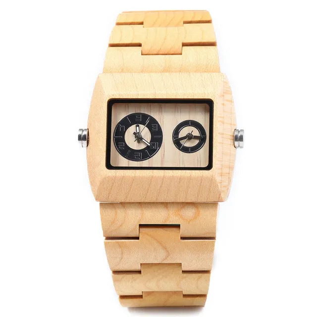 BEWELL Mens Wooden Watch with Unique Lug Design with Wooden Box