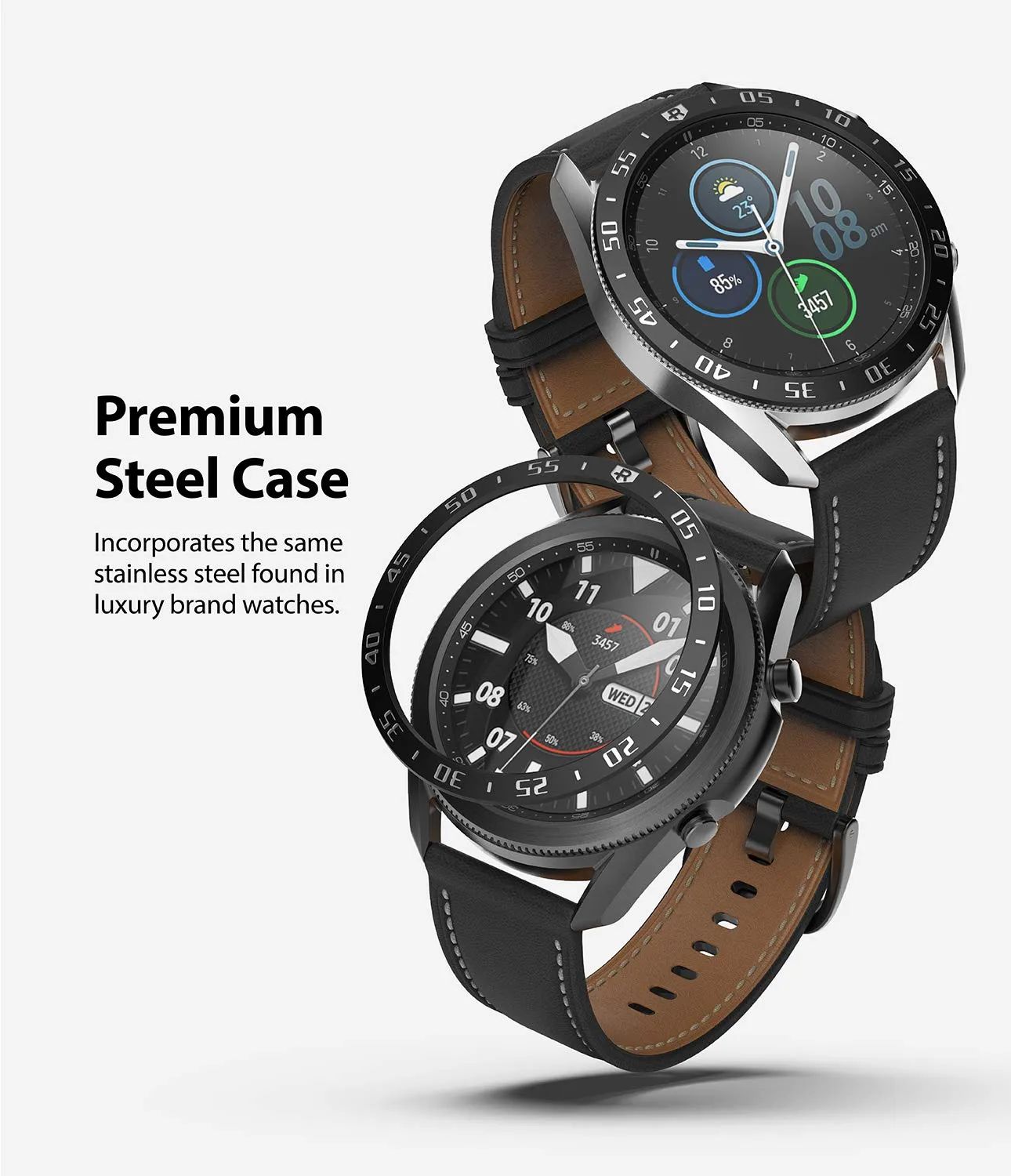 Bezel Styling for Galaxy Watch 3 45mm -  Black  45-03 (ST)  [Stainless Steel]