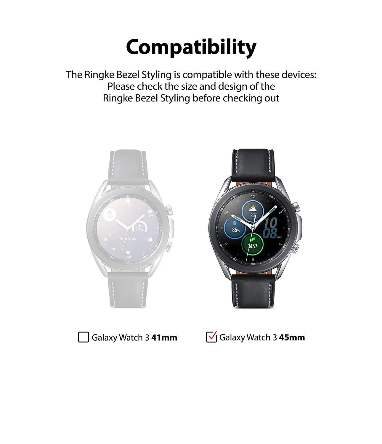 Bezel Styling for Galaxy Watch 3 45mm -  Black  45-03 (ST)  [Stainless Steel]