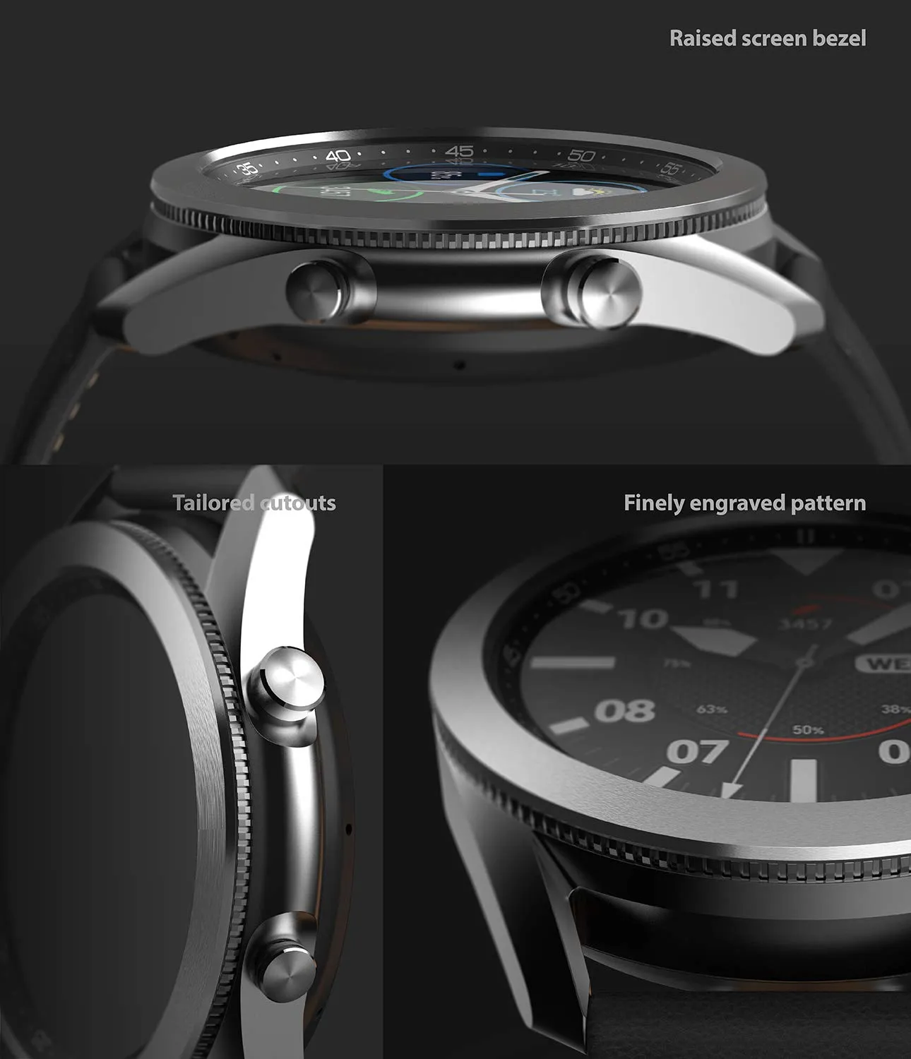 Bezel Styling for Galaxy Watch 3 45mm -  Chrome Silver   45-20 (ST)   [Stainless Steel]