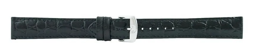 Black Crocodile Leather Watch Band 18mm 106523