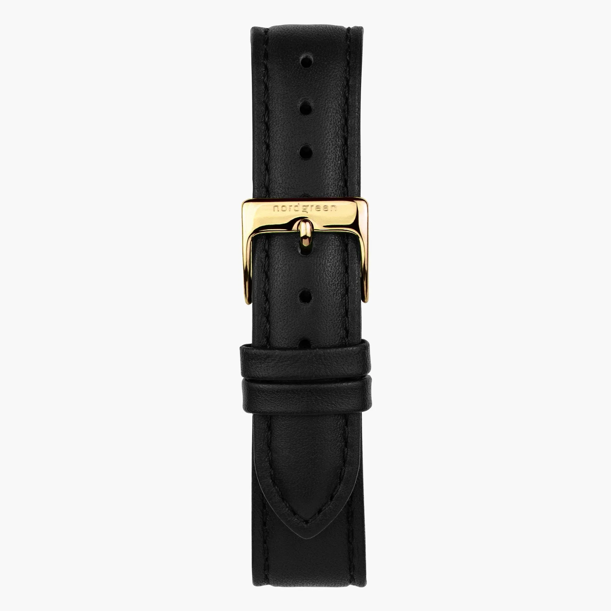 Black Leather watch Strap - Gold - 40mm/42mm