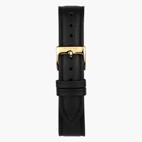 Black Leather watch Strap - Gold - 40mm/42mm