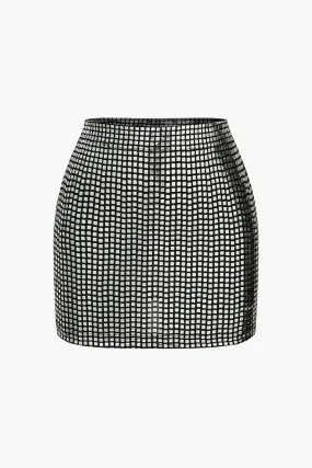 Block Pattern Sequin Skirt