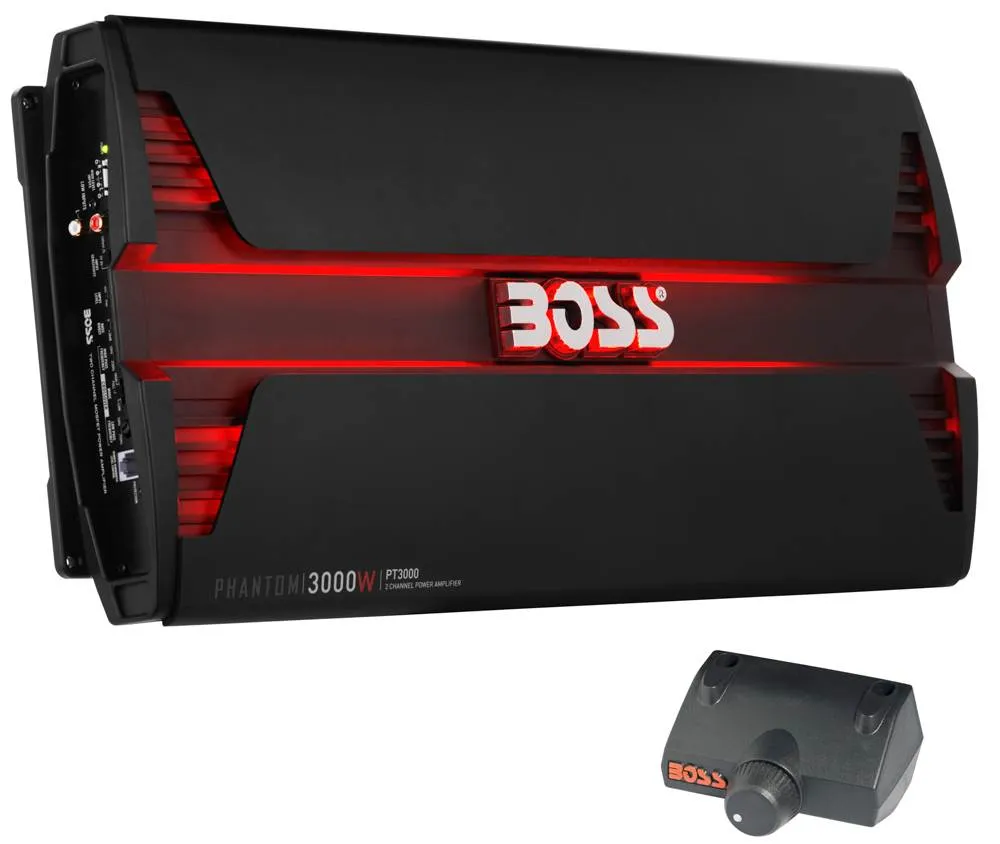 Boss Audio PT3000 3000W 2 Channel Car Audio Amplifier Power LED Amp Remote