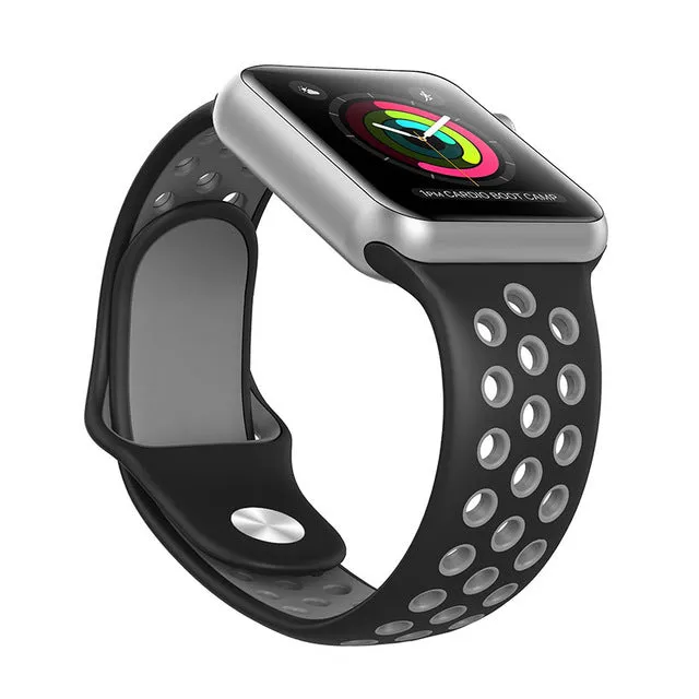 Brand Silicon Sports Band Strap for Apple Watch 38/42mm 1:1 Original Black/Volt Black/Gray Silver iwatch watchbands FOHUAS