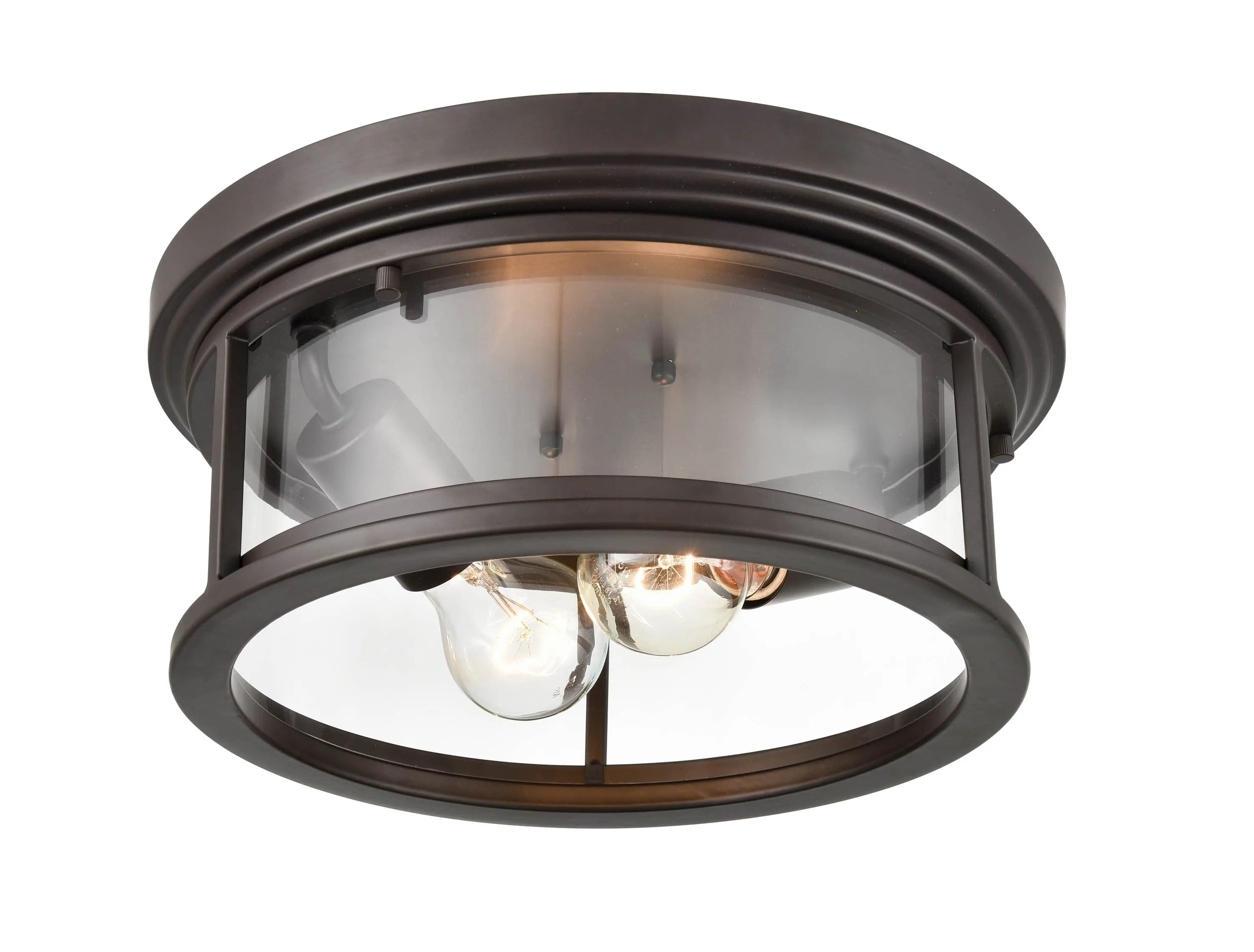 Bresley Outdoor Flush Mount Fixture - Powder Coated Bronze - Clear Glass - 12in. Diameter - E26 Medium Base