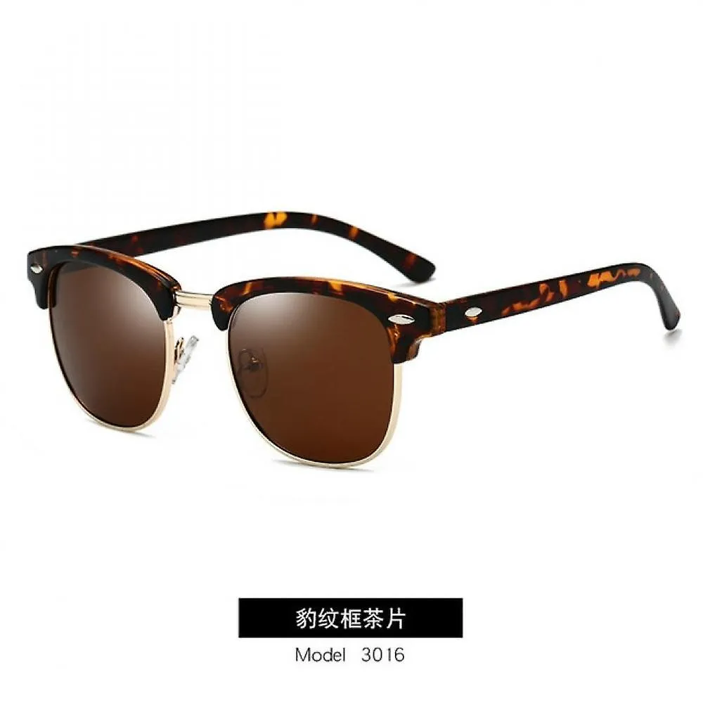 Brown Polarized Sunglasses Brand Design Eye Semi Rimless Classic