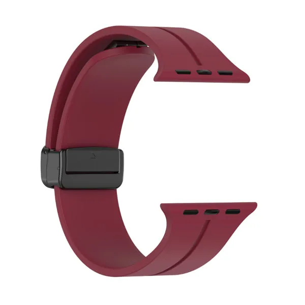 Burgundy Magnetic Buckle Silicone Apple Watch Band 酒紅色磁吸扣矽膠 Apple 錶帶 KCWATCH1251