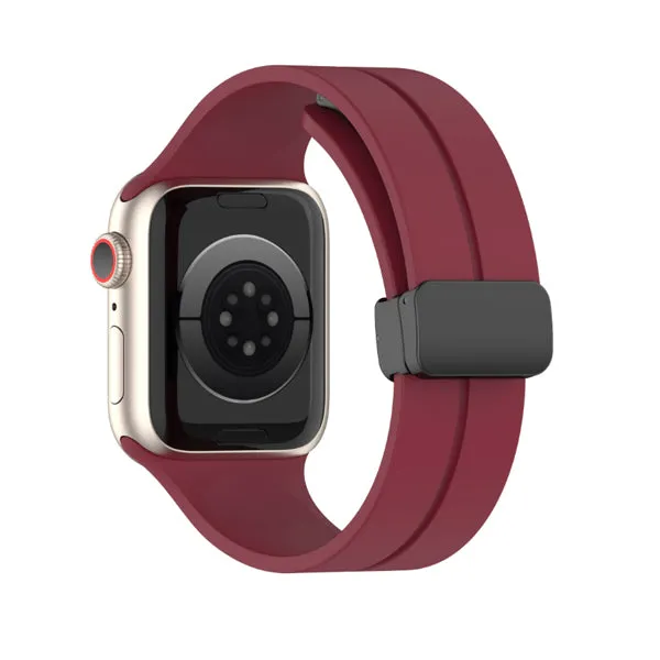 Burgundy Magnetic Buckle Silicone Apple Watch Band 酒紅色磁吸扣矽膠 Apple 錶帶 KCWATCH1251