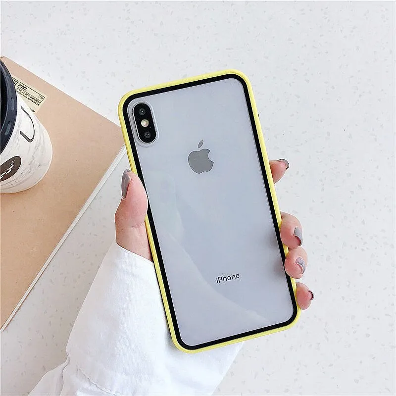 Candy color Frame Transparent Shockproof Phone Case For iPhone XR XS X XS Max 8 7 6 6S Plus Fashion Colorful Acrylic Back Cover