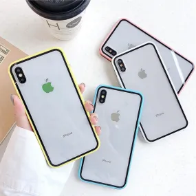 Candy color Frame Transparent Shockproof Phone Case For iPhone XR XS X XS Max 8 7 6 6S Plus Fashion Colorful Acrylic Back Cover