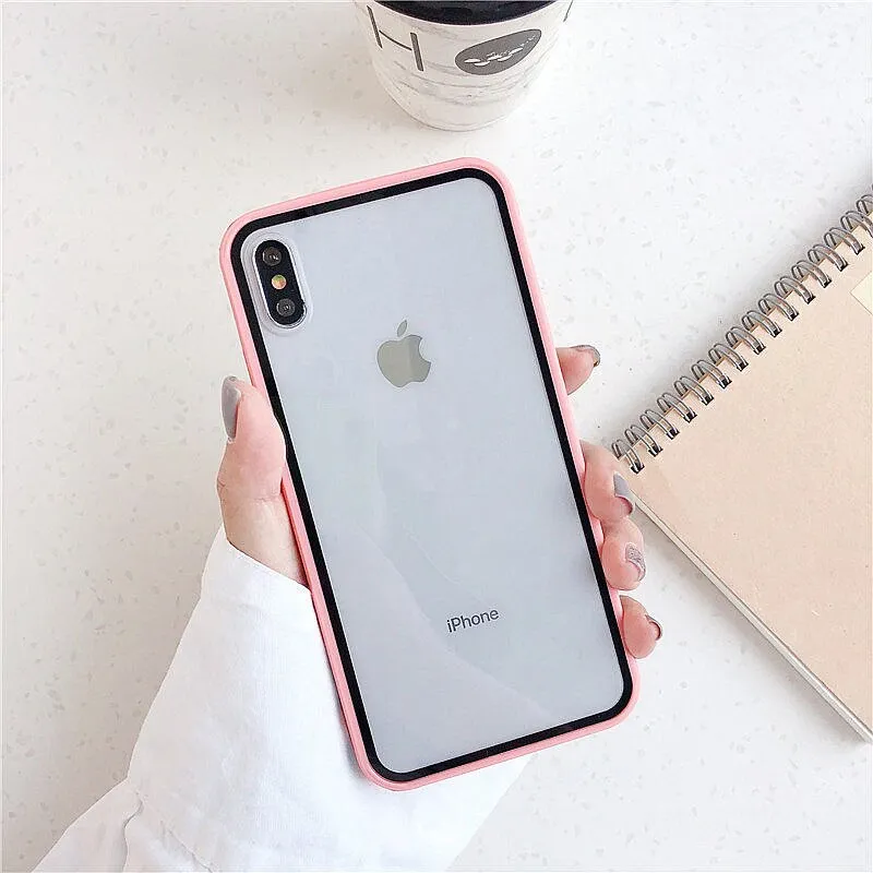 Candy color Frame Transparent Shockproof Phone Case For iPhone XR XS X XS Max 8 7 6 6S Plus Fashion Colorful Acrylic Back Cover