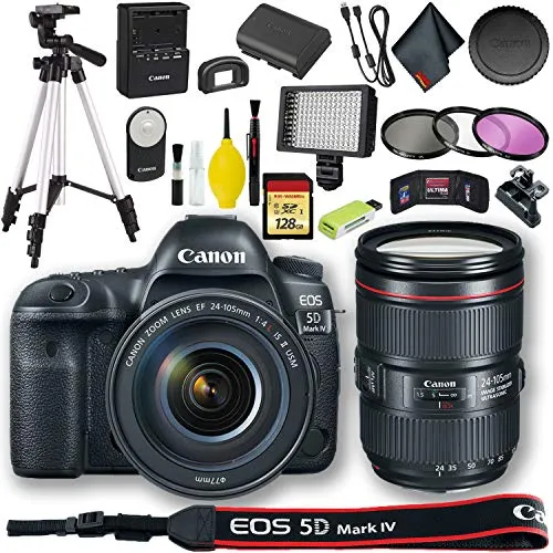 Canon EOS 5D Mark IV DSLR Camera with 24-105mm f/4L II Lens (International Model)   128GB Pro Bundle