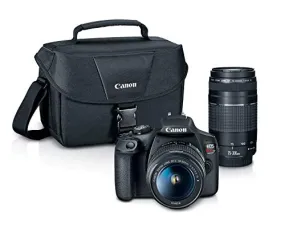 Canon EOS Rebel T7 DSLR Camera|2 Lens Kit with EF18-55mm   EF 75-300mm Lens, Black