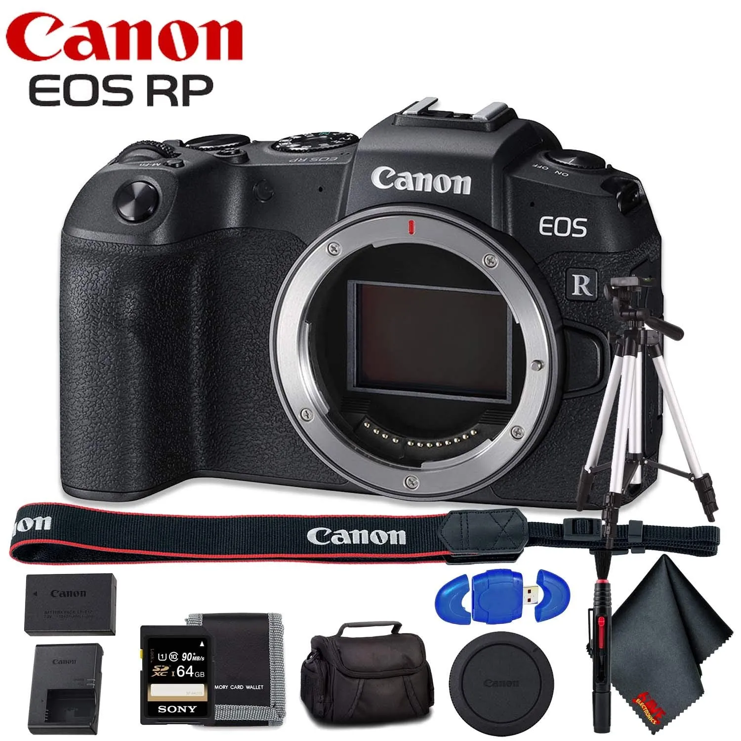 Canon EOS RP Mirrorless Digital Camera (Body Only) - Includes - Cleaning Kit, Memory Card Kit, Carrying Case Bundle