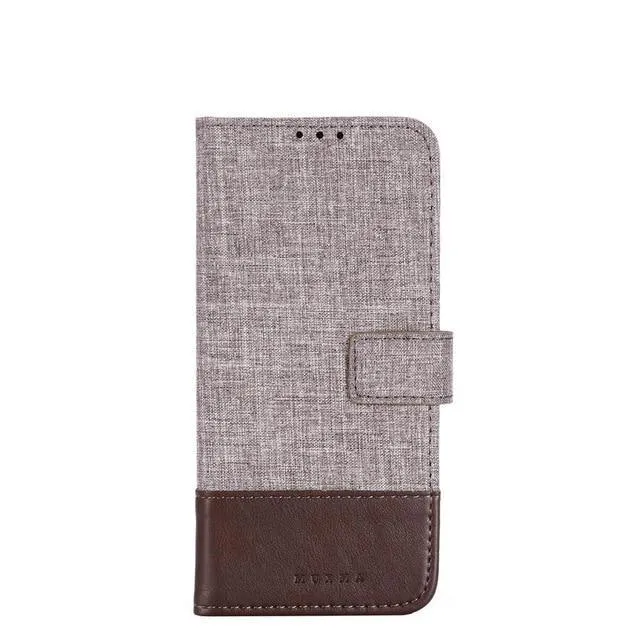 Canvas Cloth Wallet Dual Colour Card Pocket Slot Flip Case