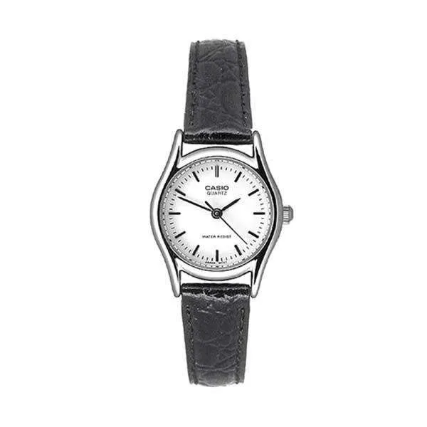 Casio LTP-1094E-7ARDF Black Leather Strap Watch for Women