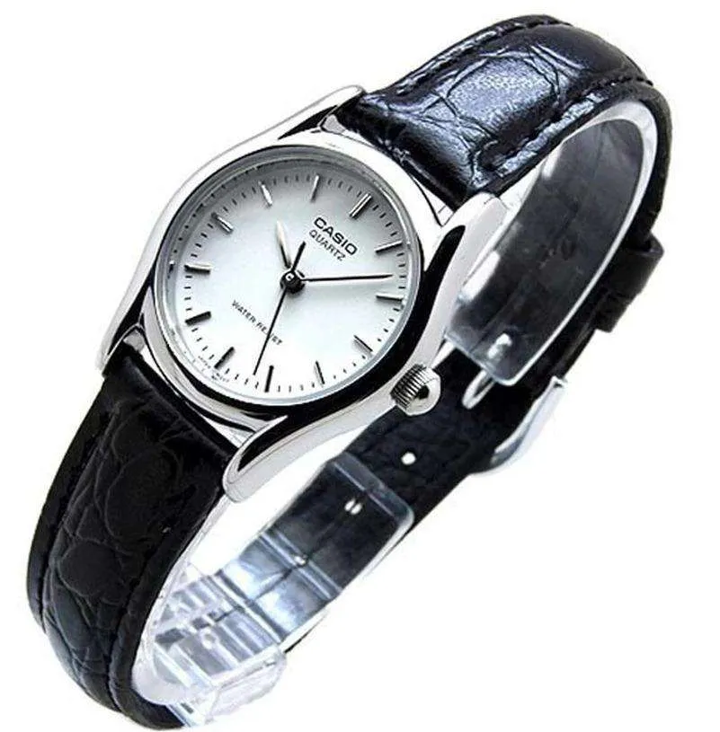 Casio LTP-1094E-7ARDF Black Leather Strap Watch for Women