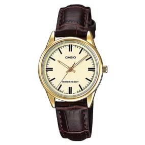 Casio LTP-V005GL-9A Brown Leather Strap Watch for Women