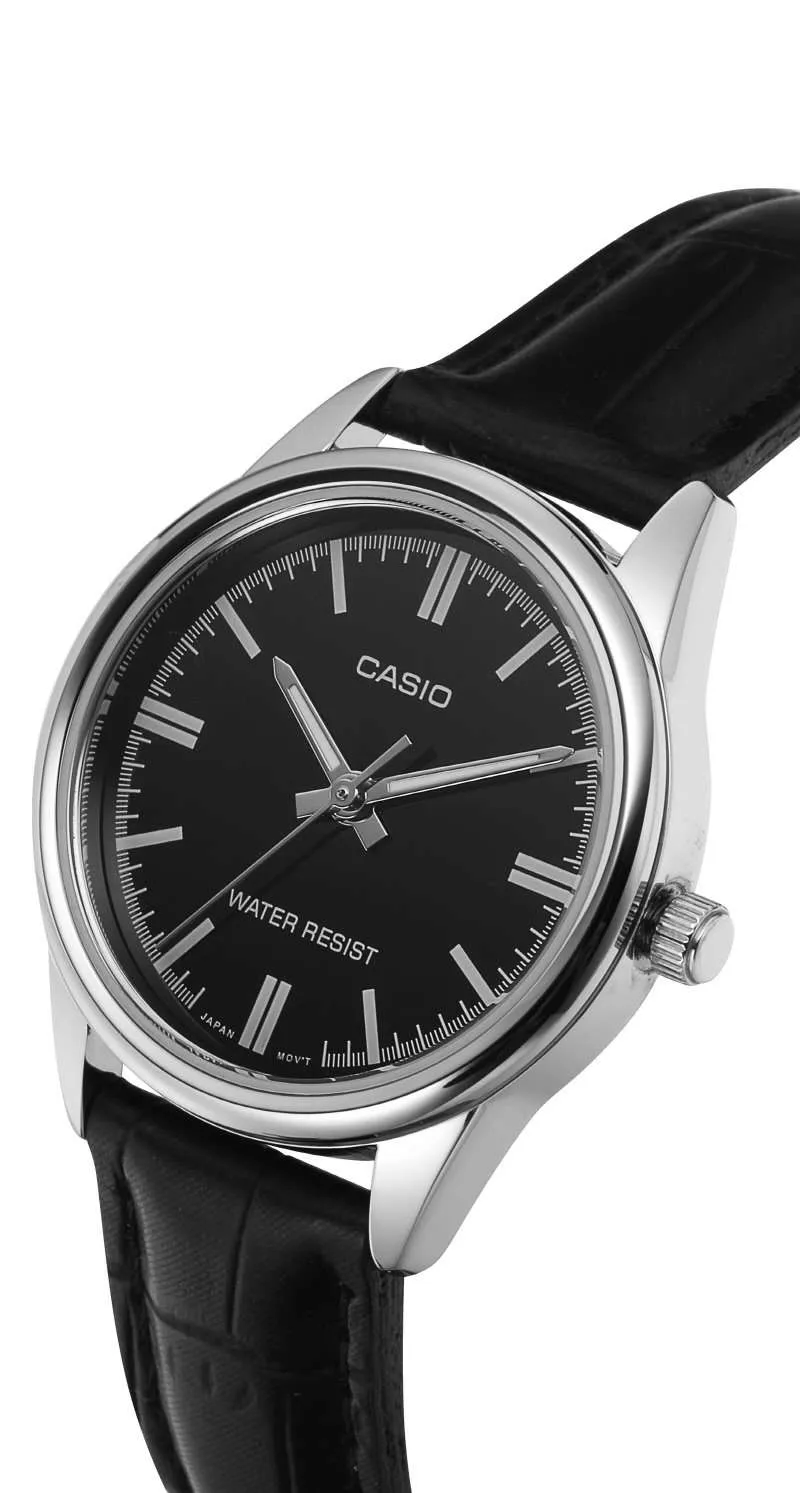 Casio LTP-V005L-1A Black Leather Strap Watch for Women