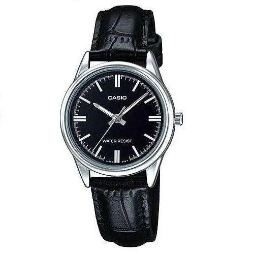 Casio LTP-V005L-1A Black Leather Strap Watch for Women