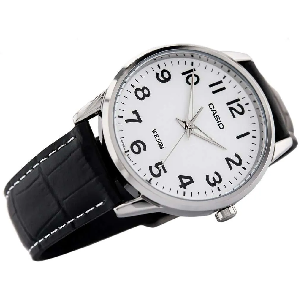 Casio MTP-1303L-7BVDF Black Leather Strap Watch for Men