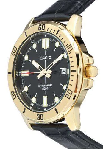 Casio MTP-VD01GL-1EVUDF Black Leather Strap Watch for Men