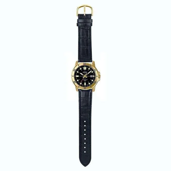 Casio MTP-VD01GL-1EVUDF Black Leather Strap Watch for Men