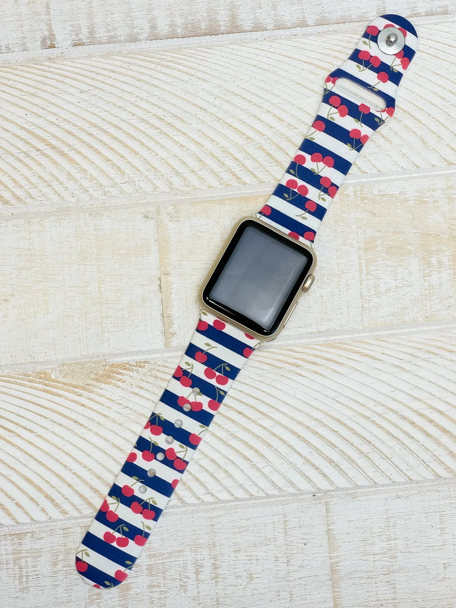 Cherries Printed Silicone Smart Watch Band - S/M