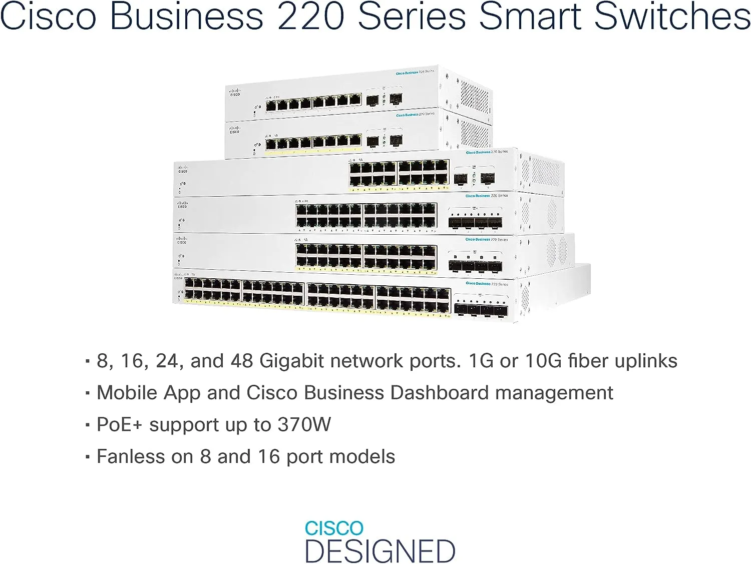 Cisco Business CBS220 48-Port Gigabit Ethernet (740W PoE )   4-Port 10G SFP  uplink 智能交換機 (CBS220-48FP-4X-UK / NE-2248A4X) 3年保用