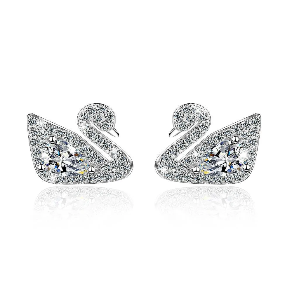 Classic White Swan Dazzle Earrings