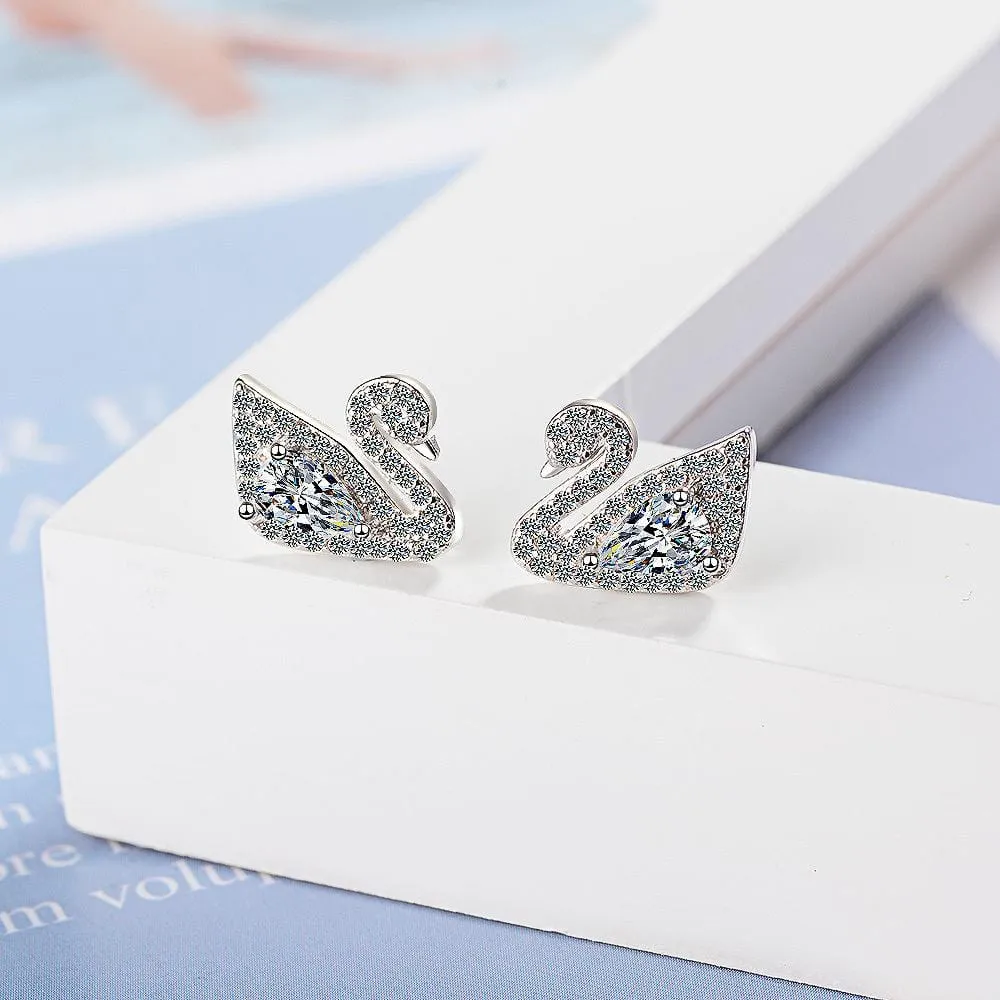 Classic White Swan Dazzle Earrings