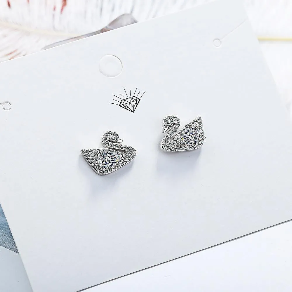 Classic White Swan Dazzle Earrings