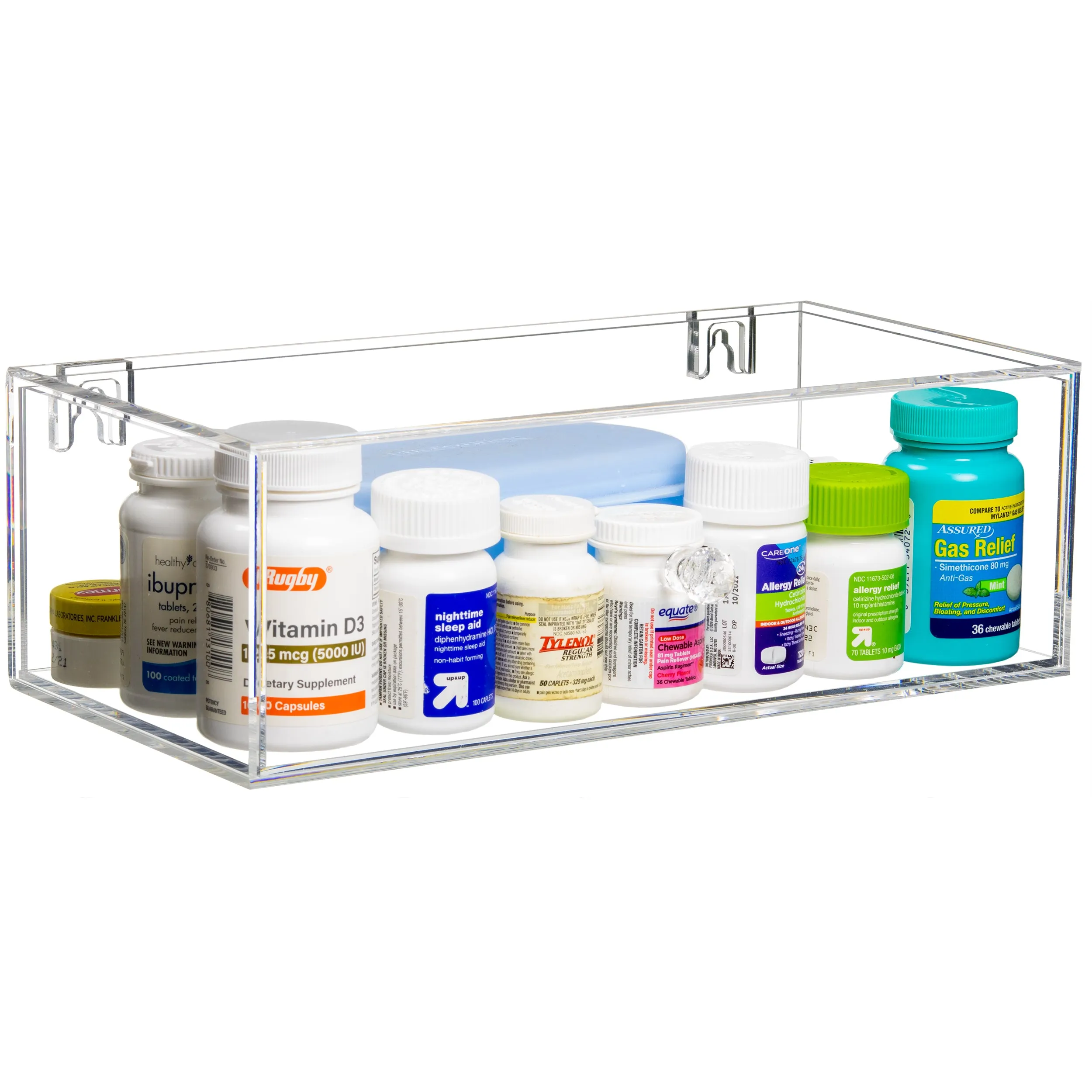 Clear Acrylic Wall-Mounted Drawer with Knob for Home or Office - 12" x 6" x 4" (A106/HD102)