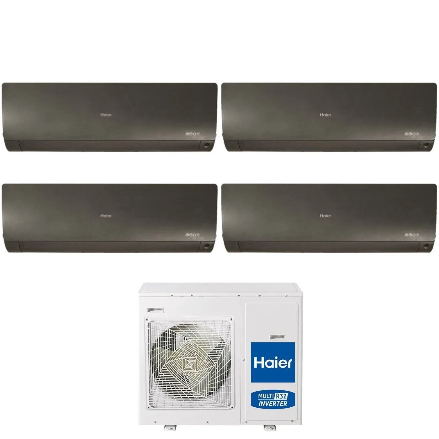 Climatizzatore Condizionatore Haier Quadri Split Inverter serie FLEXIS PLUS BLACK 7 9 9 15 con 4U75S2SR3FA R-32 Wi-Fi Integrato Colore Nero 7000 9000 9000 15000