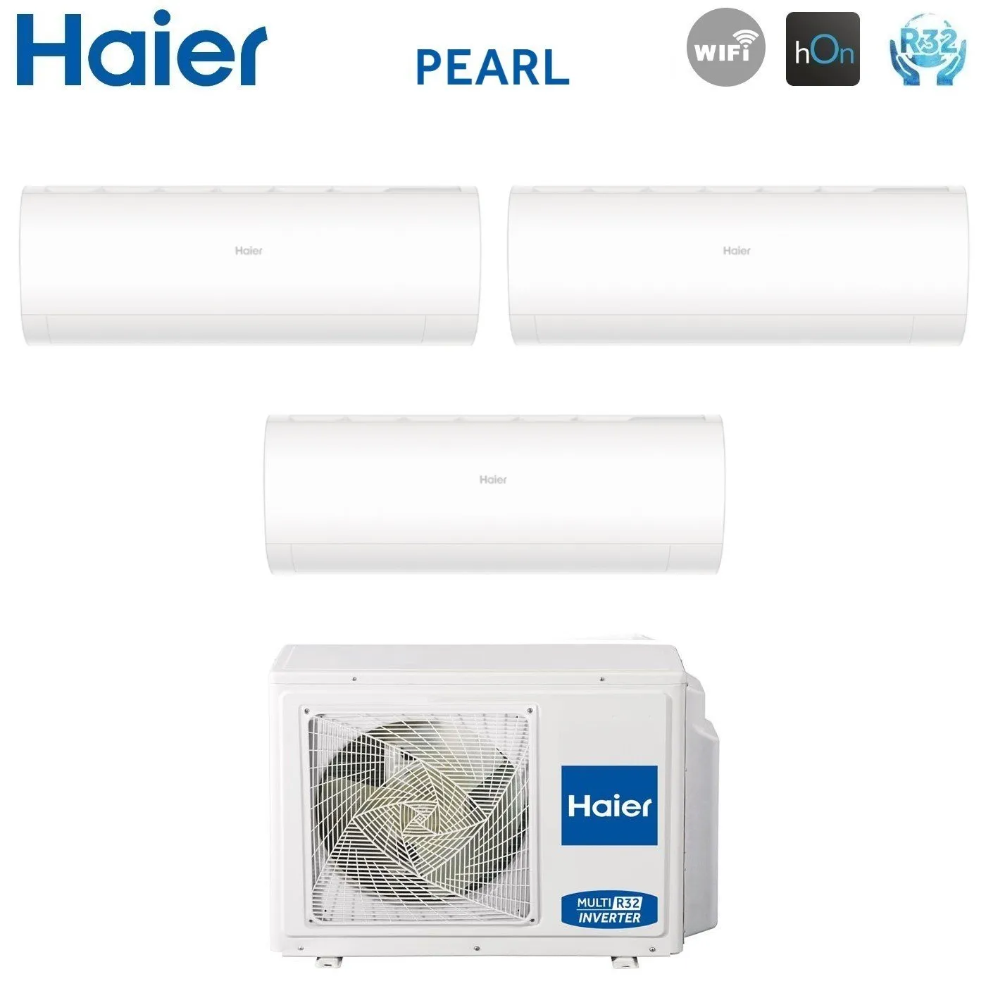 Climatizzatore Condizionatore Haier Trial Split Inverter serie PEARL 7 7 12 con 3U55S2SR3FA R-32 Wi-Fi Integrato 7000 7000 12000 - Novità