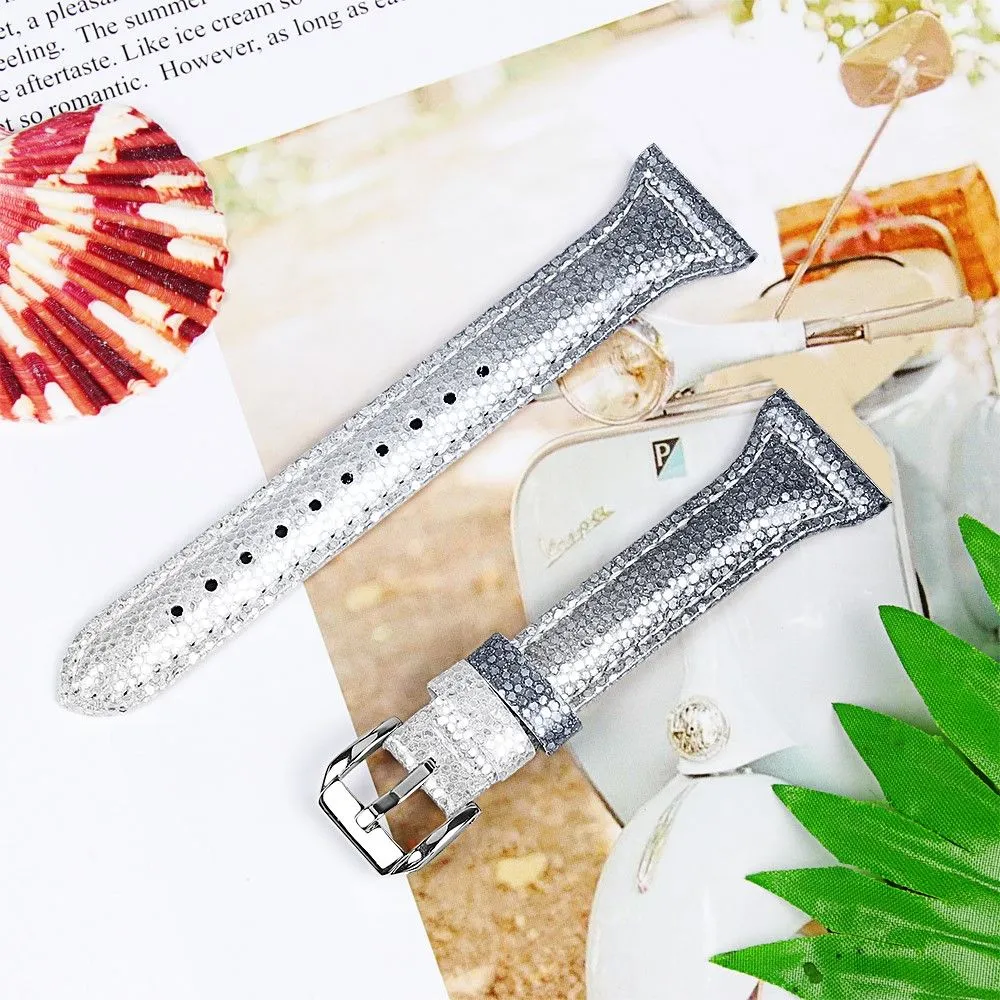 Cool gradient style cowhide watch strap for LG Watch Sport - Silver / Black