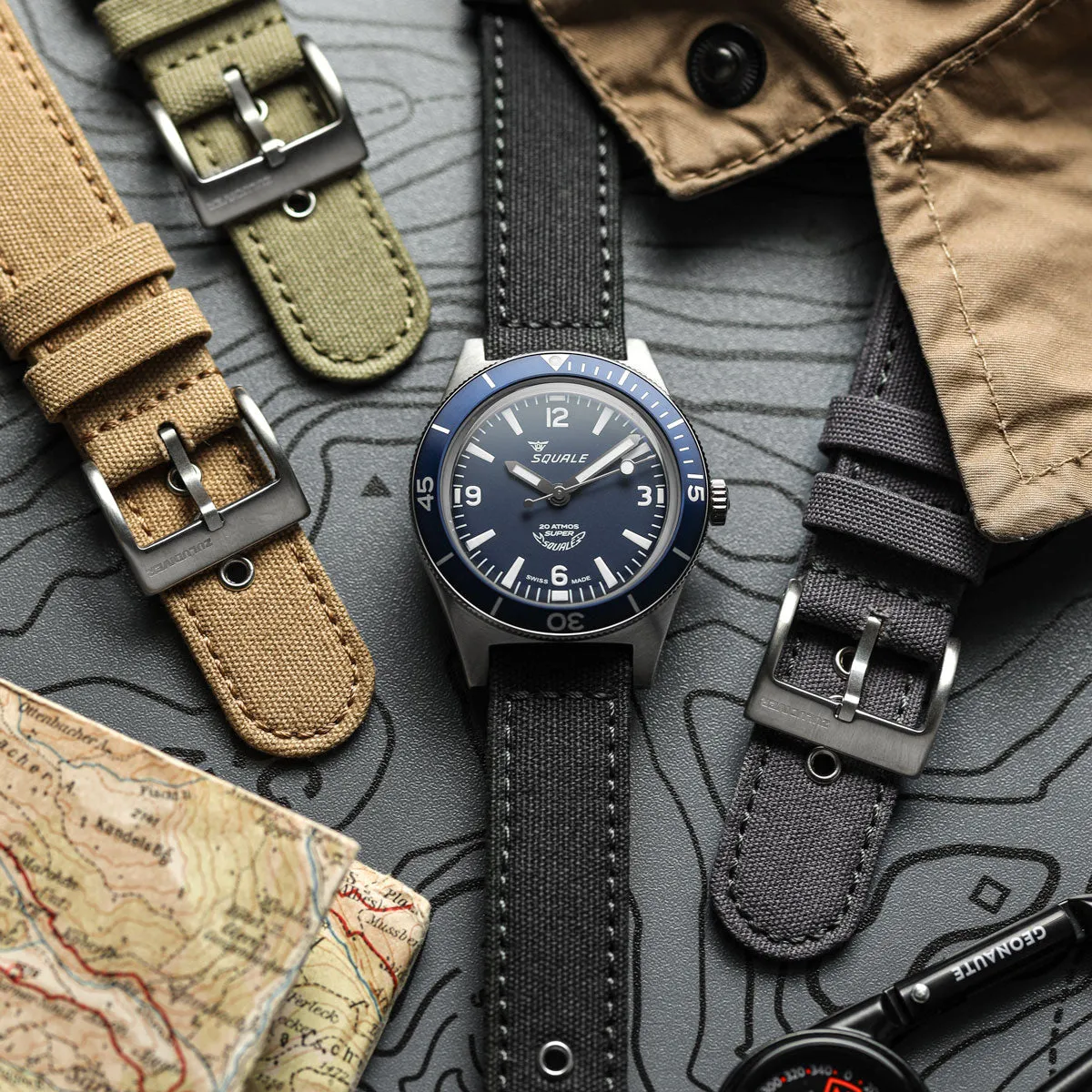 Croyde Canvas Watch Strap - Admiralty Grey