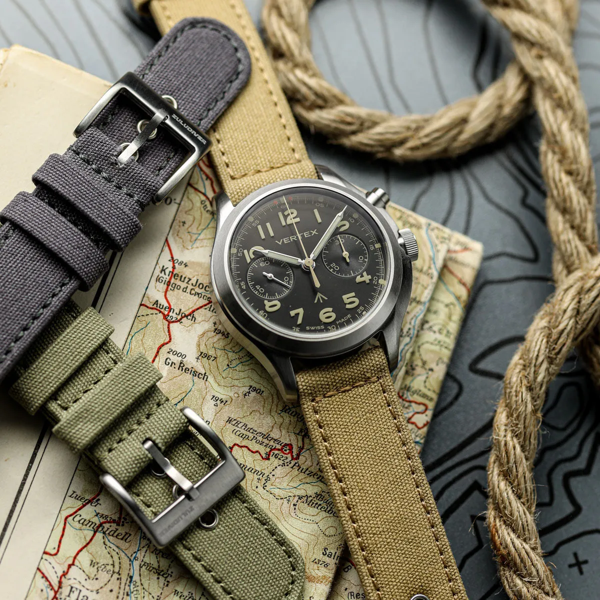 Croyde Canvas Watch Strap - Admiralty Grey