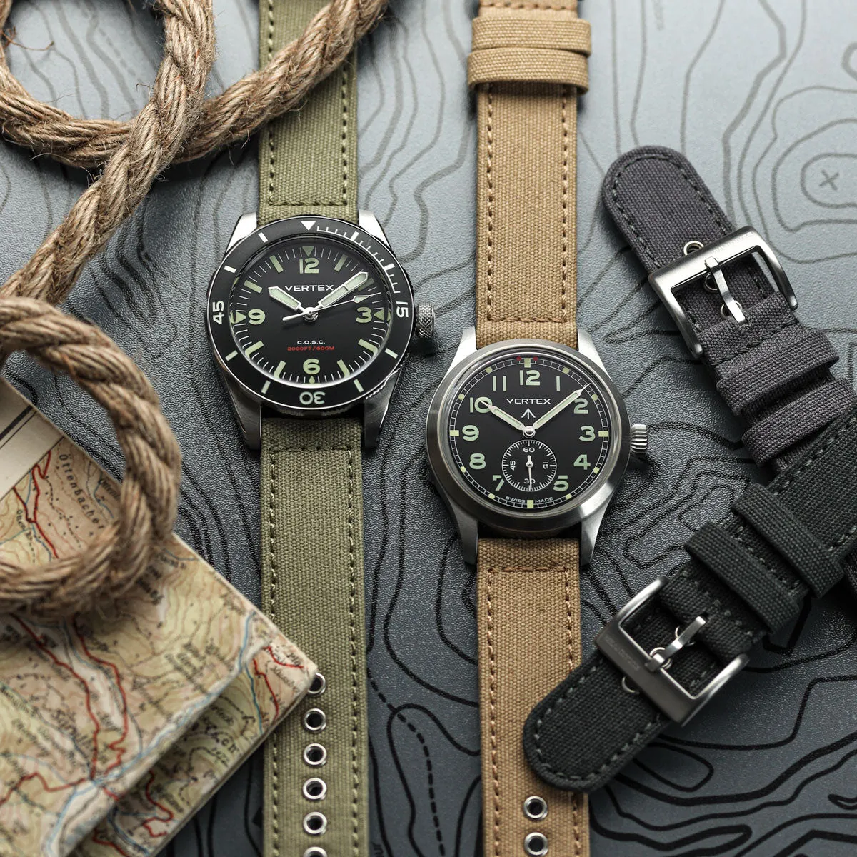 Croyde Canvas Watch Strap - Admiralty Grey