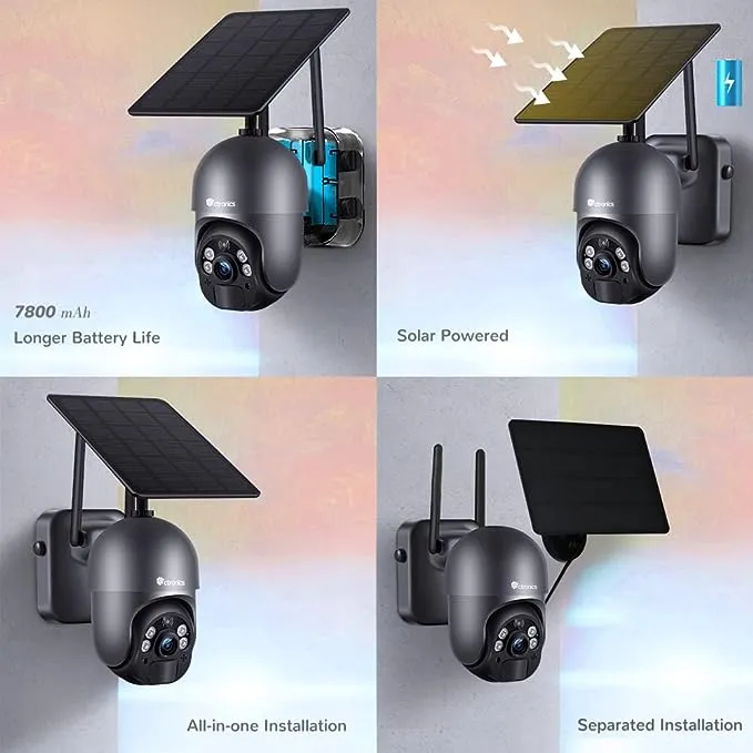 Ctronics 2K 3MP Wireless Solar Security Camera with wifi and 4x digital zoom